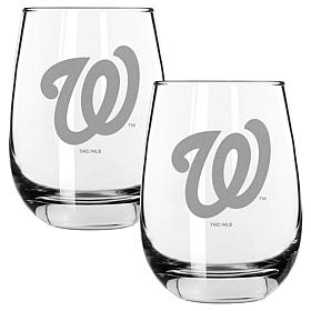 Officially Licensed MLB 16 oz. Stemless Wine Glass 2-pack - Nationals