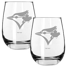 Officially Licensed MLB 16 oz. Stemless Wine Glass 2-pack - Blue Jays