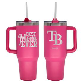 Officially-Licensed MLB  40oz Best Mom Ever Pink Tumbler, Rays