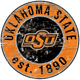 Officially Licensed NCAA  Distressed Round Sign - Oklahoma State