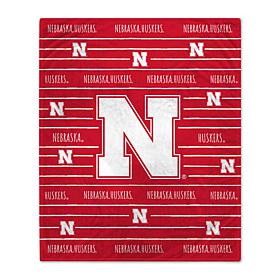 Officially Licensed NCAA NE Cornhuskers Logo Stripe Fleece Blanket