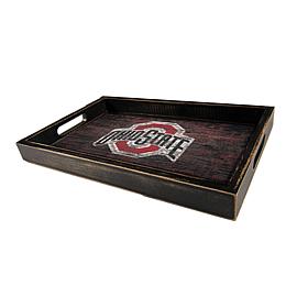 Officially Licensed NCAA Ohio State University Distressed Wood Tray