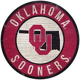Officially Licensed NCAA Oklahoma 12" Wood Circle