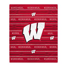 Officially Licensed NCAA Wisconsin Badgers Logo Stripe Fleece Blanket