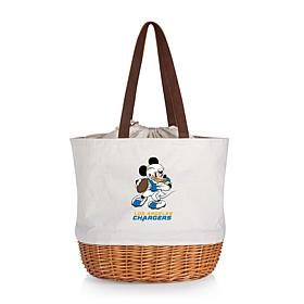 Officially Licensed NFL Canvas and Willow Basket Tote -Mickey Chargers