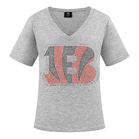 Officially Licensed NFL Crystal Team Logo Women's Short Sleeve T-Shirt