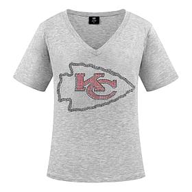 Officially Licensed NFL Crystal Team Logo Women's Short Sleeve T-Shirt