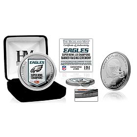 Officially Licensed NFL Eagles SB LIX Championship Banner Silver Coin