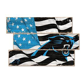 Officially Licensed NFL Flag 3 Plank Wall Sign - Carolina Panthers