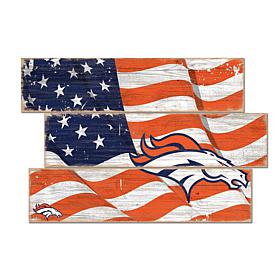 Officially Licensed NFL Flag 3 Plank Wall Sign - Denver Broncos
