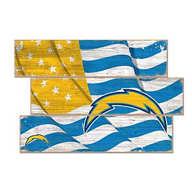 Officially Licensed NFL Flag 3 Plank Wall Sign - Los Angeles Chargers
