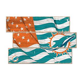 Officially Licensed NFL Flag 3 Plank Wall Sign - Miami Dolphins