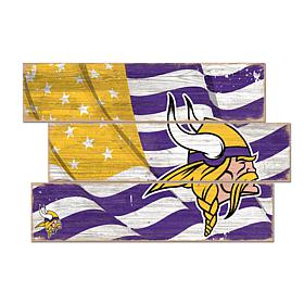 Officially Licensed NFL Flag 3 Plank Wall Sign - Minnesota Vikings