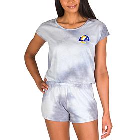 Officially Licensed NFL Marina Ladies Knit SS Romper - Rams