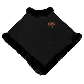 Officially Licensed NFL One-Size Fur-Trim Poncho- Tampa Bay Buccaneers