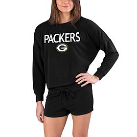 Officially Licensed NFL Packers Ladies Long Sleeve Top and Short Set
