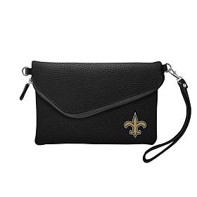 Officially Licensed NFL Pebble Fold Over Crossbody Purse - Saints 