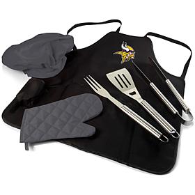 Officially Licensed NFL Picnic Time Apron Tote Pro Grill Set Vikings