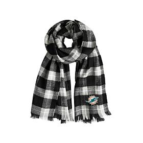 Officially Licensed NFL Plaid Blanket Scarf - Miami Dolphins 