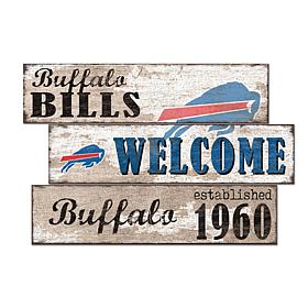 Officially Licensed NFL Welcome 3 Plank Wall Sign - Buffalo Bills