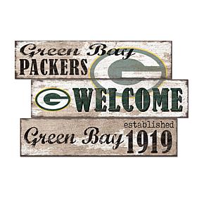 Officially Licensed NFL Welcome 3 Plank Wall Sign - Green Bay Packers