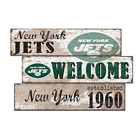 Officially Licensed NFL Welcome 3 Plank Wall Sign - New York Jets
