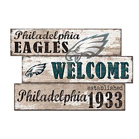 Officially Licensed NFL Welcome 3 Plank Wall Sign-Philadelphia Eagles