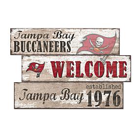 Officially Licensed NFL Welcome 3 Plank Wall Sign-Tampa Bay Buccaneers