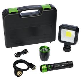 OneClik Interchangeable Rechargeable Flashlight Kit with Storage Case
