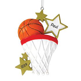 Orange & White Basketball Star Personalized Ornament