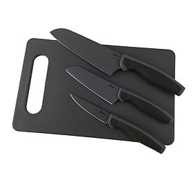 Oster Slice Craft 4Pc Cutlery Knife Set with Cutting Board in Black