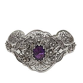 Ottoman Silver Jewelry 7.5ctw Amethyst 7-1/4" Cuff Bracelet