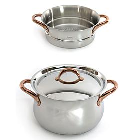 Ouro Gold 3pc 18/10 SS Steamer Set, SS Lids, Rose Gold Handles