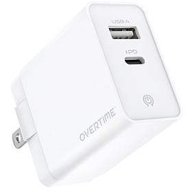 Overtime Fast Charge 20W/18W Dual Port Phone Charger Wall Adapter
