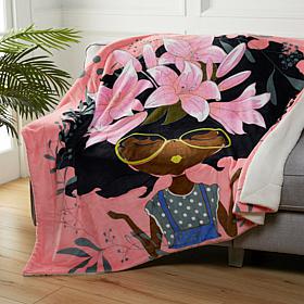 Pardon My Fro Lily Sherpa Fleece Throw