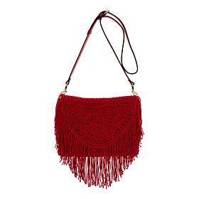 Patricia Nash Cannara Leather Trim Crochet Crossbody