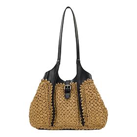 Patricia Nash Christina Woven Straw and Leather Satchel