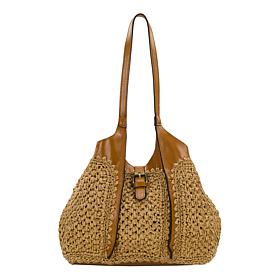 Patricia Nash Christina Woven Straw and Leather Satchel