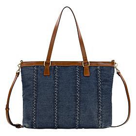 Patricia Nash Nadine Stonewashed Denim Satchel Handbag