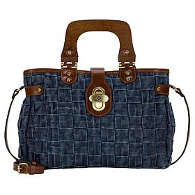 Patricia Nash Sansia Woven Straw Satchel - Denim