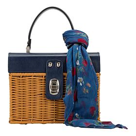 Patricia Nash Vienne Top Handle Wicker Satchel with Scarf