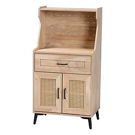 Pavone Mid-Century Kitchen Cabinet with Rattan Accents