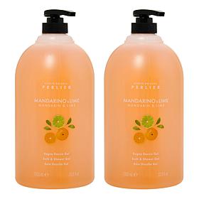 Perlier Mandarin and Lime 1L Bath and Shower Gel 2-pack