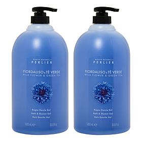 Perlier Wild Flower and Green Tea 1L Bath and Shower Gel 2-pack