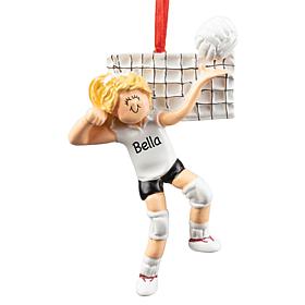 Personalized Blonde Female Volleyball Player Ornament