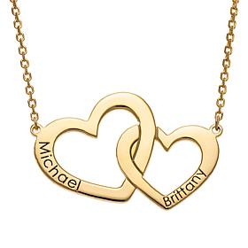 Personalized Engraved Interlocking Heart Necklace