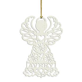 Personalized Planet White Wood Personalized Angel Ornament