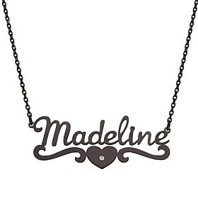 Personalized Script Name with CZ Heart Scroll Necklace