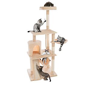 Pet Adobe 61.5" Cat Tree– Hammocks, Scratching Posts, and Condo, Beige