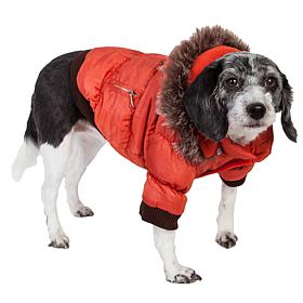 Pet Life Metallic Fashion Dog Parka Coat with Removable Hood